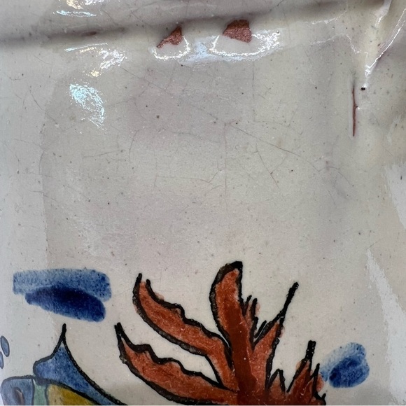 70’s VTG Mexican Pottery Pitcher Hand Painted Fish Artist Signed Folk Tropical - Picture 11 of 13